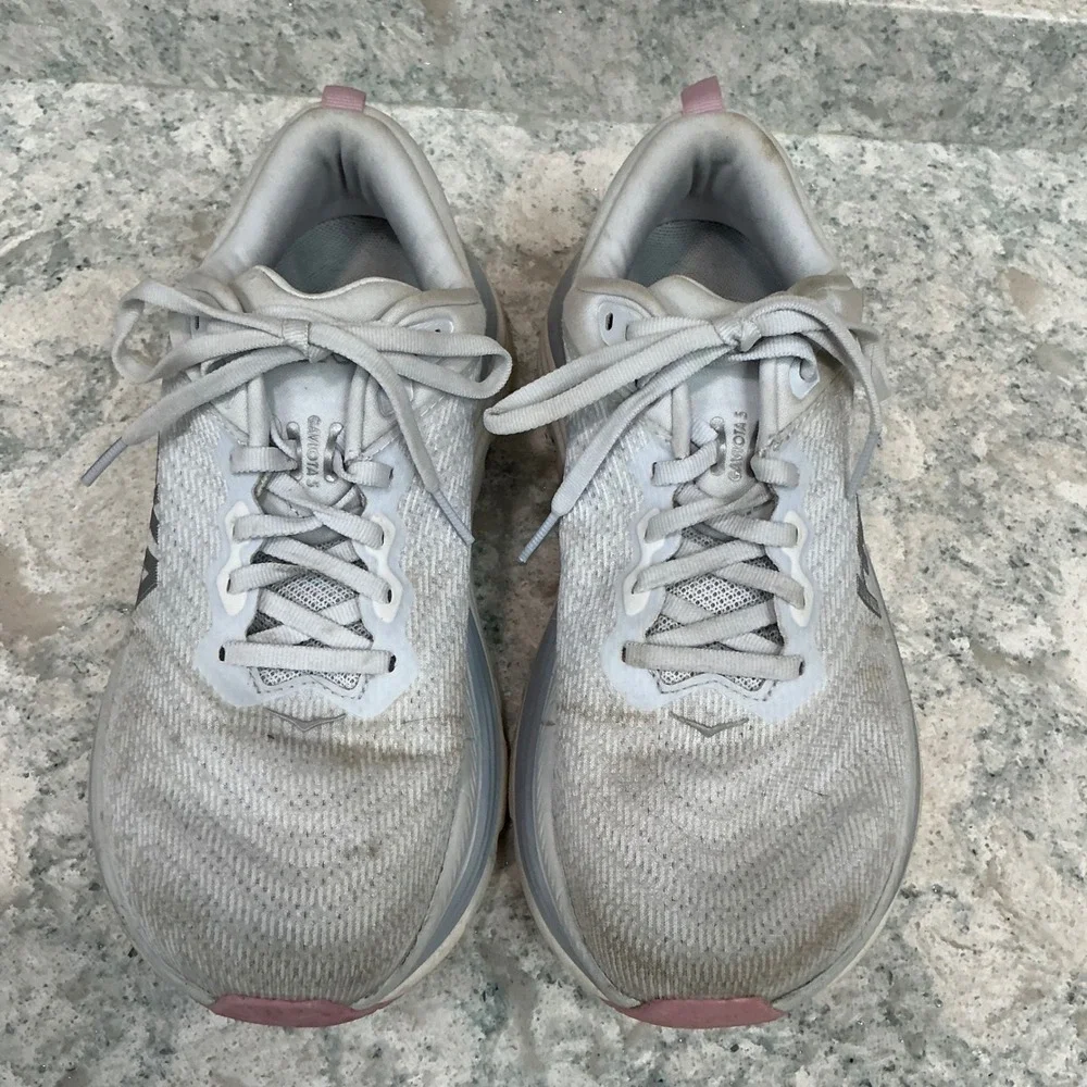 Hoka Running Shoes Gaviota 5 Size 8 Silver Pink Stability Sneakers 1134235